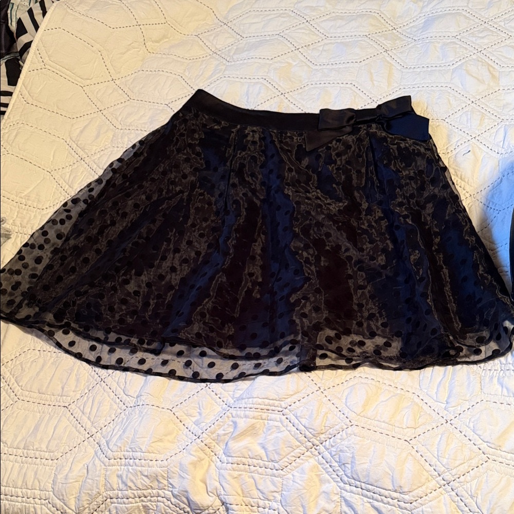 Elle Black Polka Dot Skater Skirt with Bow